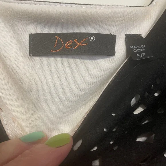 Dex LBD Black Dress With Laser Cut Lace Detail - Picture 4 of 5